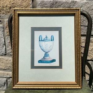 Peggy Abrams Print of White & Blue Roman Style Urn Gold Framed & Matted